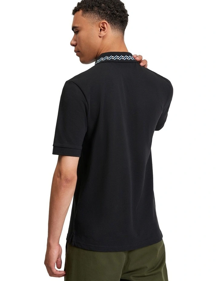 Collar Interest Polo Shirt in Black image 2