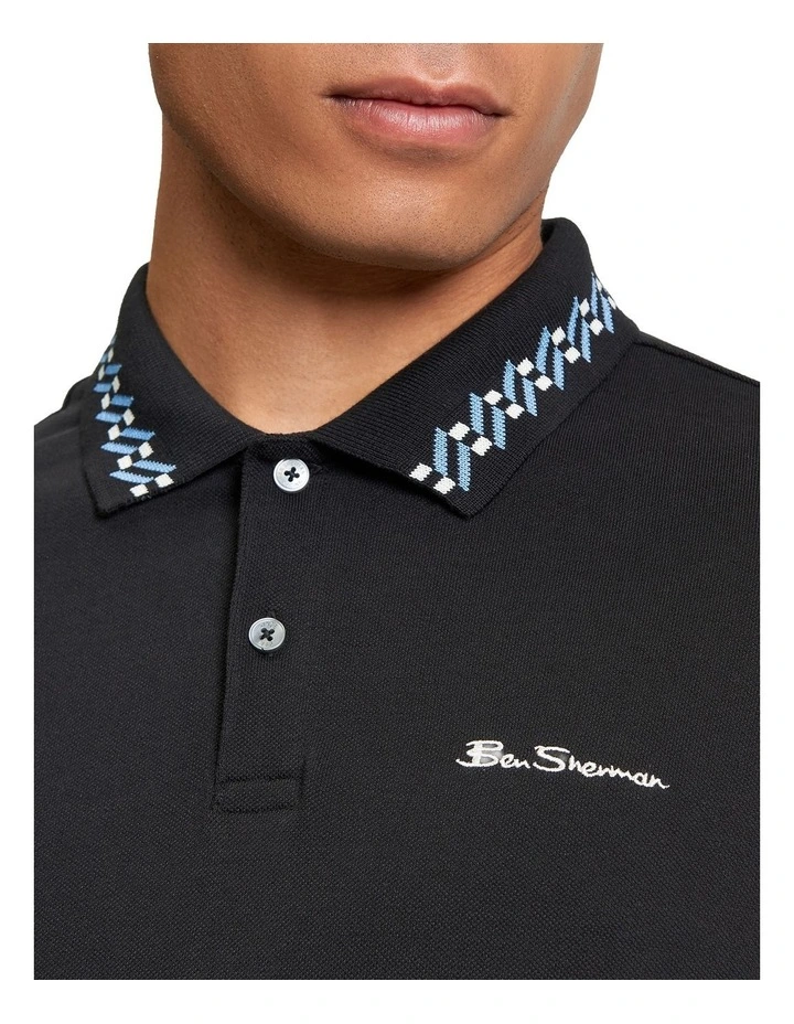 Collar Interest Polo Shirt in Black image 4