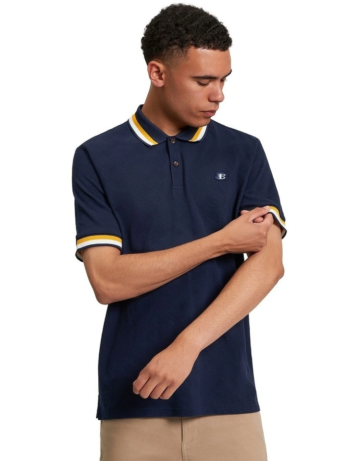 Fabric Interest Polo Shirt in Dark Navy image 1