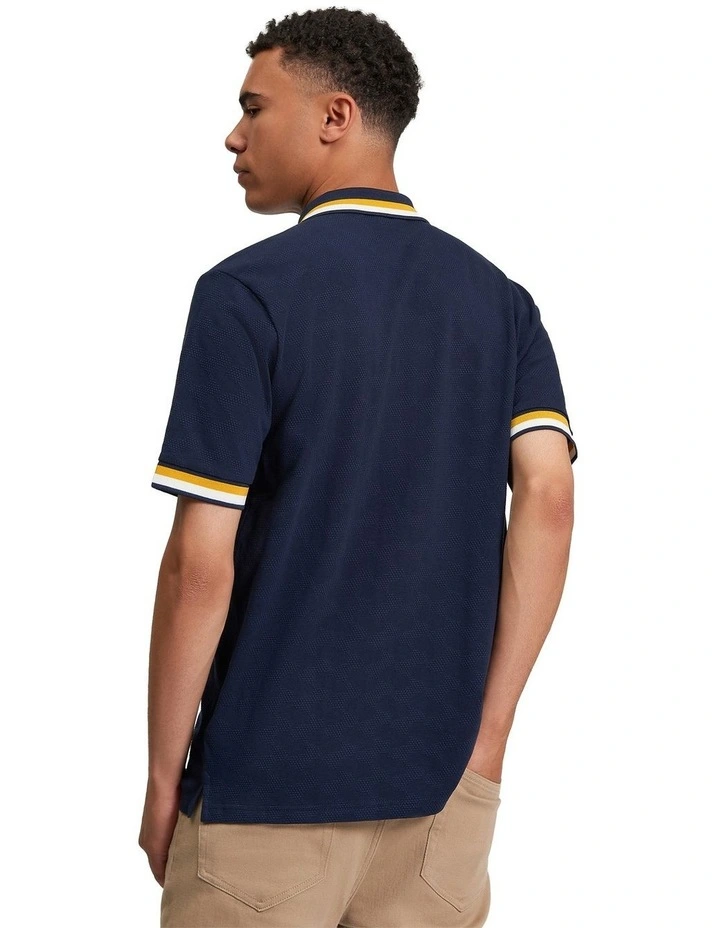Fabric Interest Polo Shirt in Dark Navy image 2