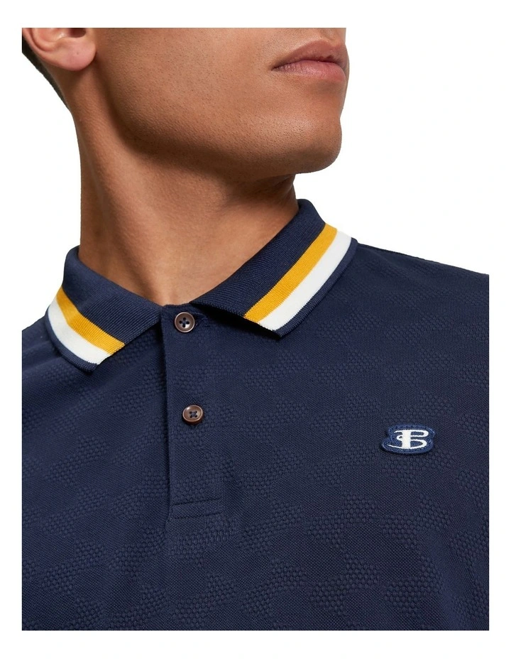 Fabric Interest Polo Shirt in Dark Navy image 4