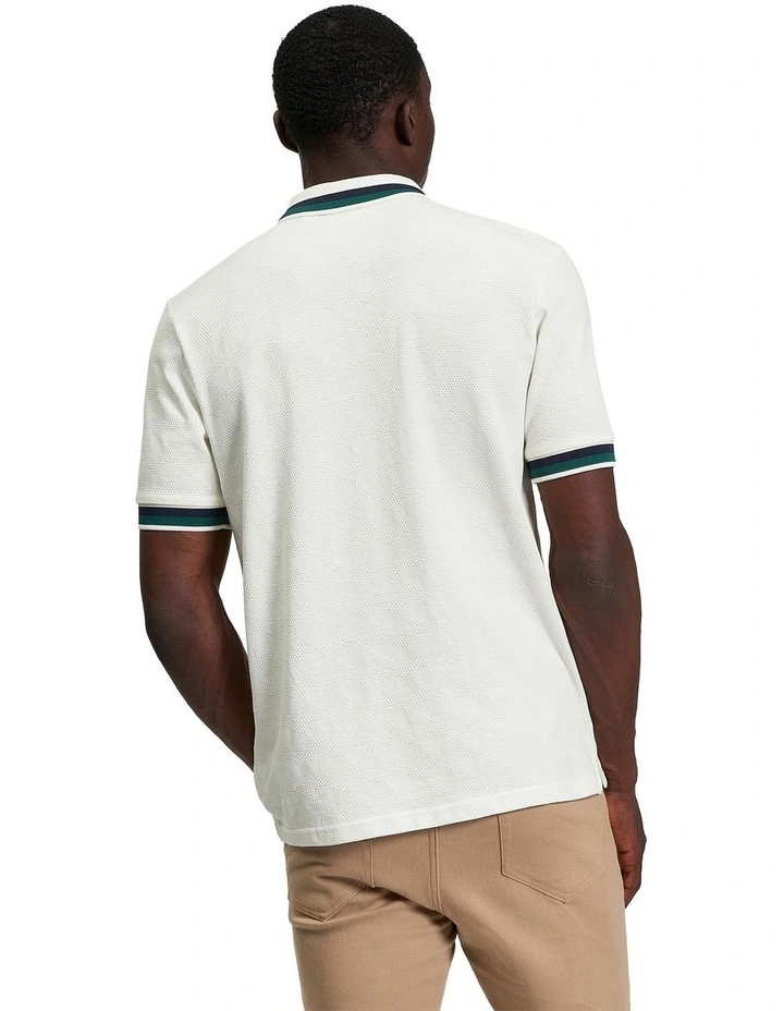 Fabric Interest Polo Shirt in Snow White image 2