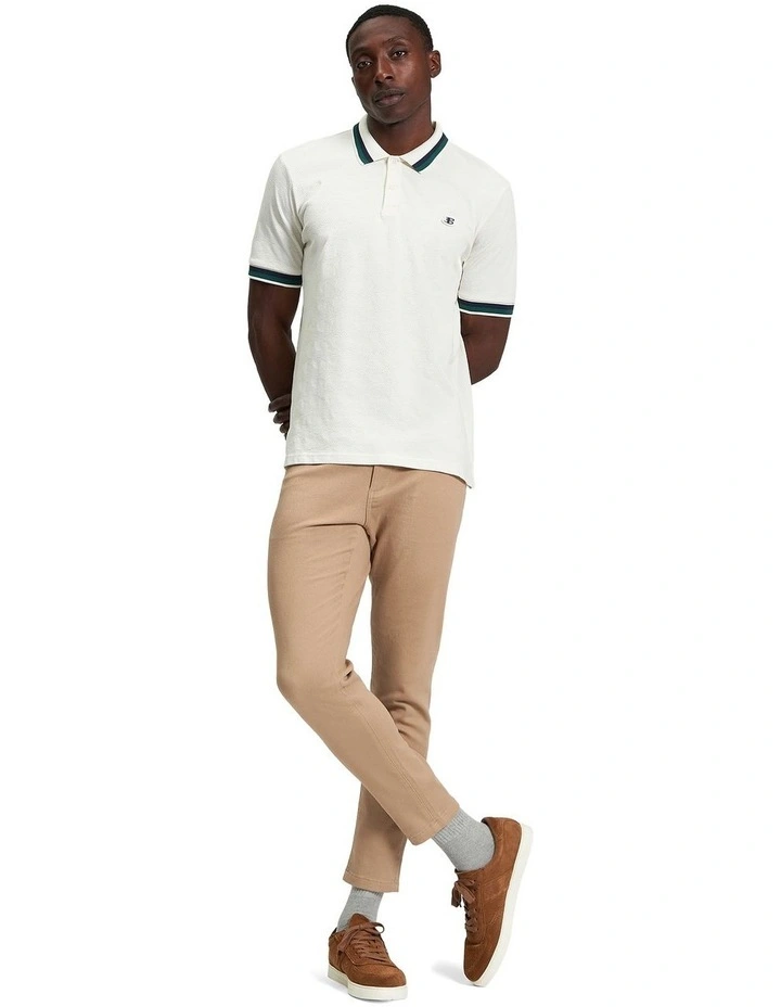 Fabric Interest Polo Shirt in Snow White image 3