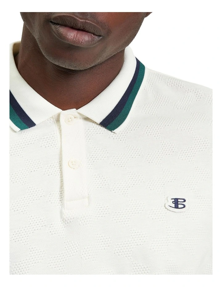 Fabric Interest Polo Shirt in Snow White image 4