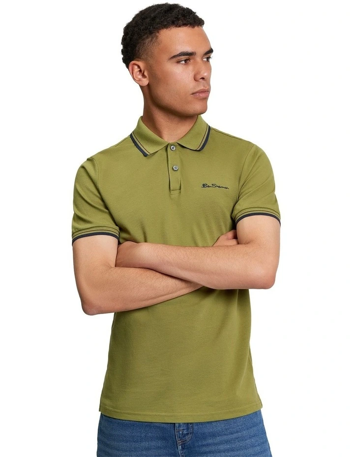 Signature Pique Polo Shirt in Green image 1