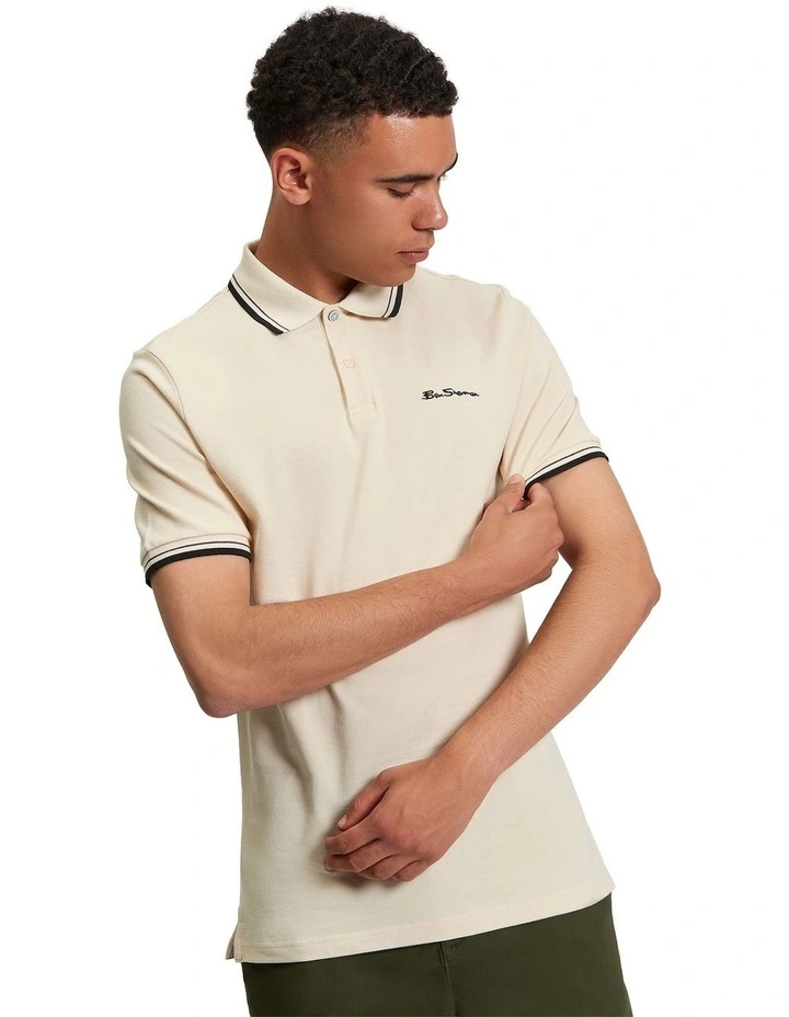 Signature Pique Polo Shirt in Fog image 1