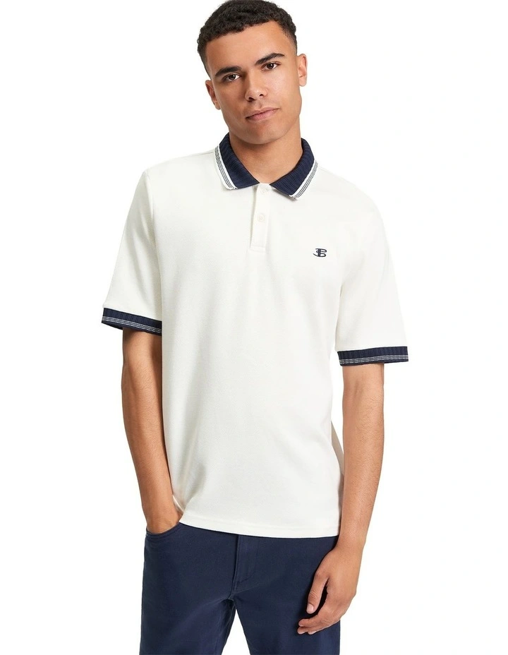 Trim Block Polo in Snow White image 1