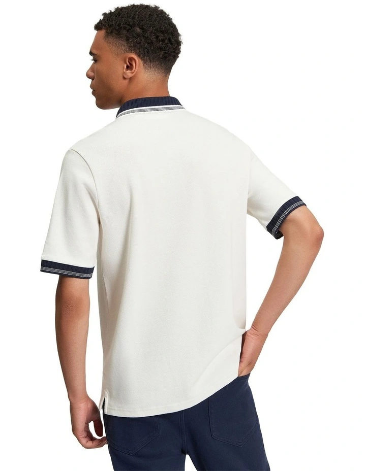 Trim Block Polo in Snow White image 2