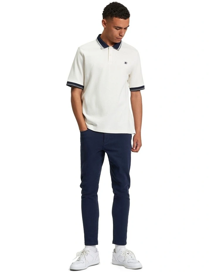 Trim Block Polo in Snow White image 3
