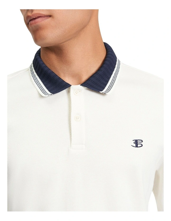 Trim Block Polo in Snow White image 4