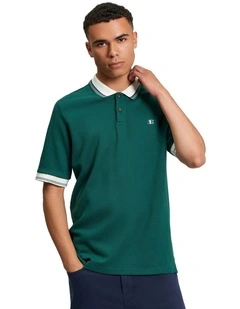 Trim Block Polo in Dark Green