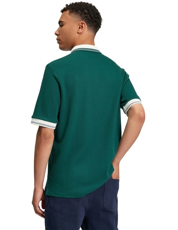 Trim Block Polo in Dark Green image 2