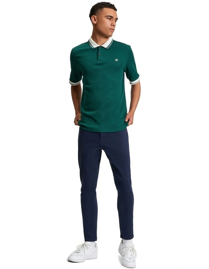 Trim Block Polo in Dark Green image 3