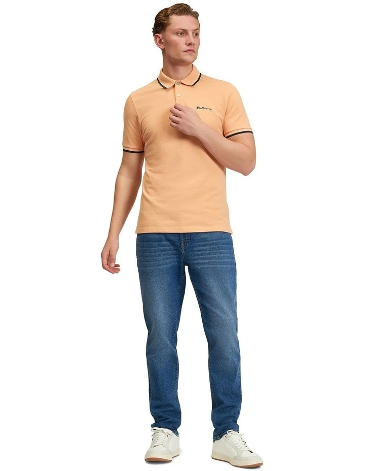 Signature Pique Polo in Coral image 3