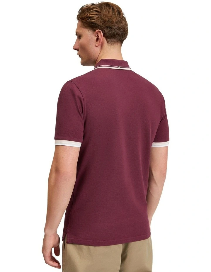 Signature Pique Polo in Aubergine image 2