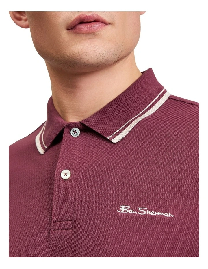 Signature Pique Polo in Aubergine image 4