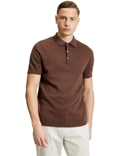 Signature Short Sleeve Polo in Chestnut