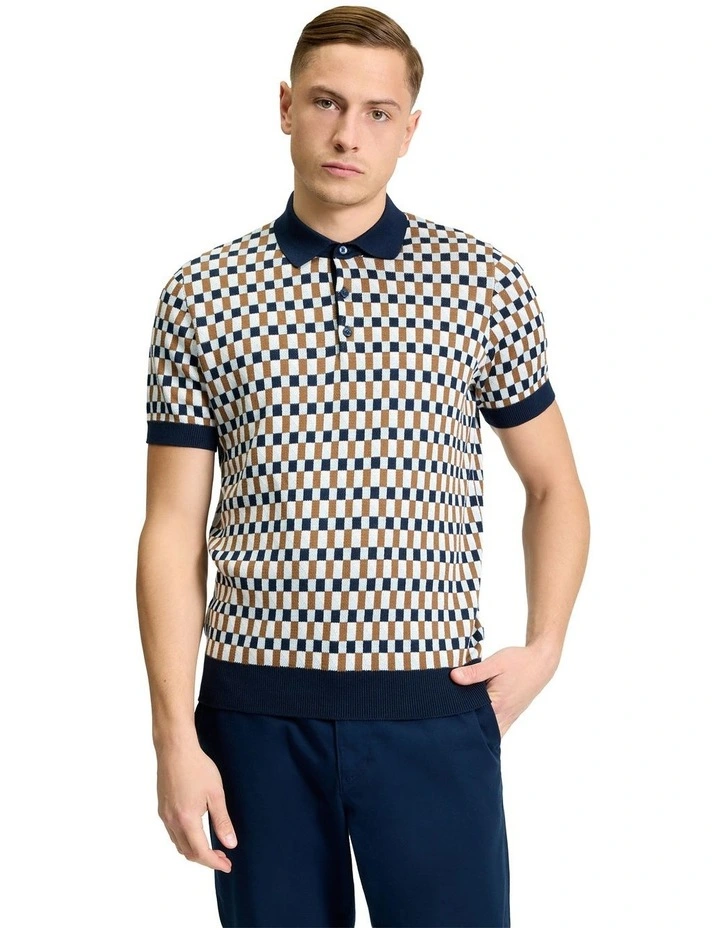 All Over Jacquard Polo in Dark Navy image 1
