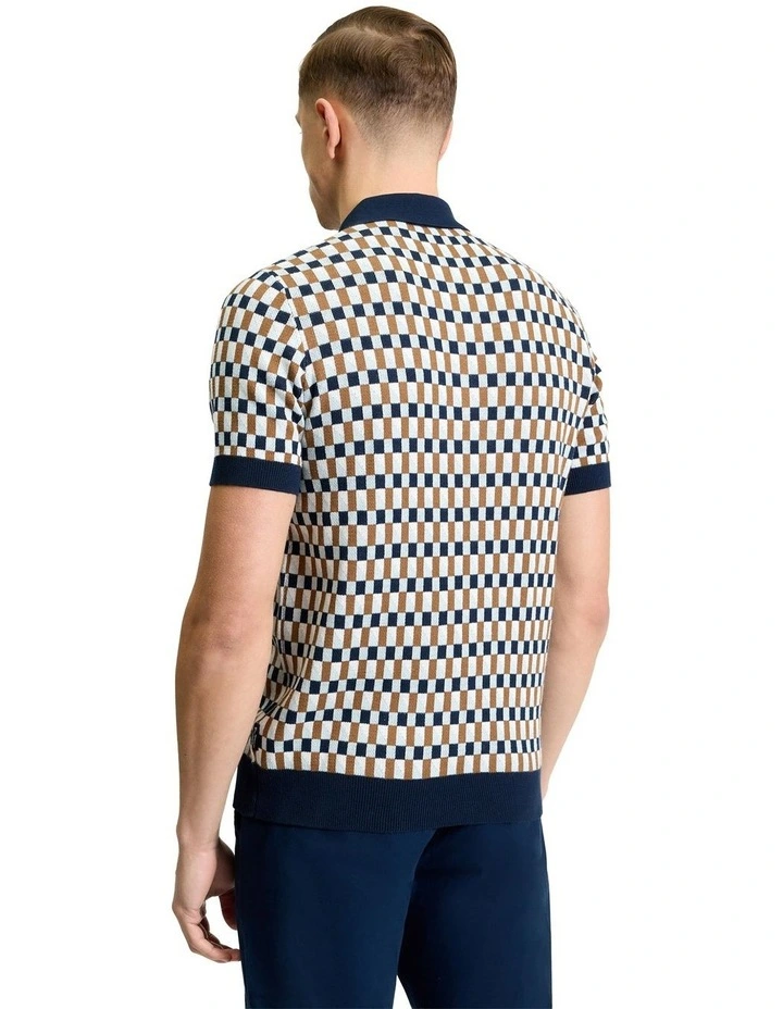 All Over Jacquard Polo in Dark Navy image 2