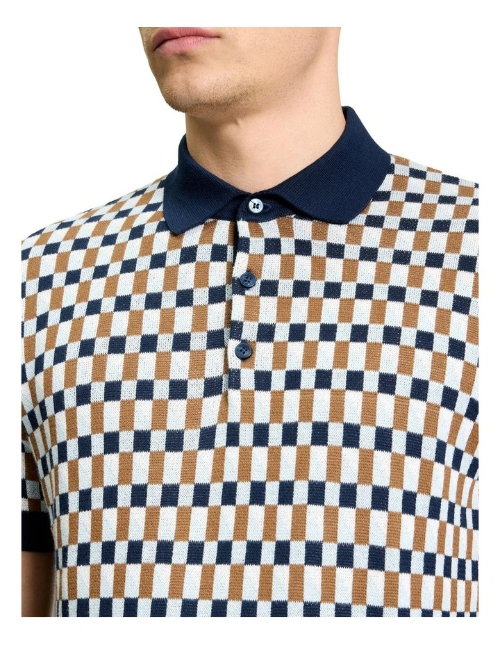 All Over Jacquard Polo in Dark Navy image 4