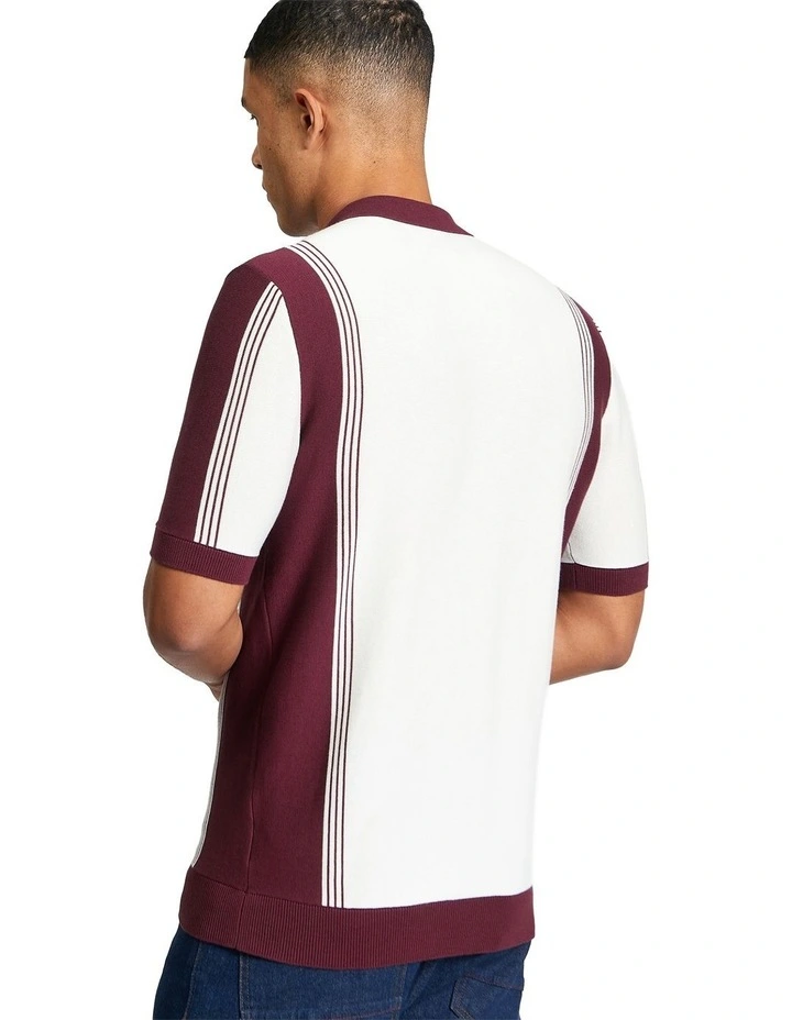Colour Block Sport Polo in Ivory image 2