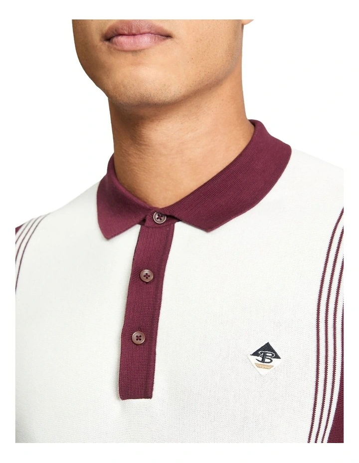 Colour Block Sport Polo in Ivory image 4