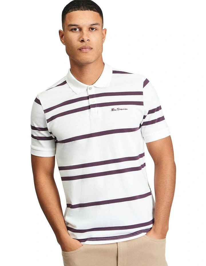 Sports Stripe Polo in Snow White image 1