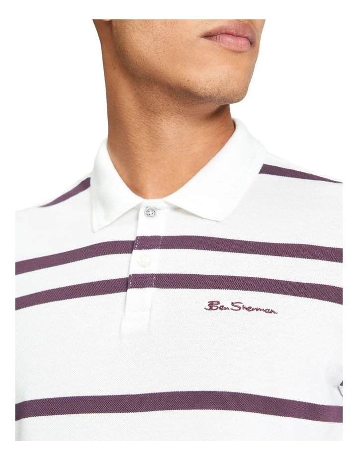 Sports Stripe Polo in Snow White image 4