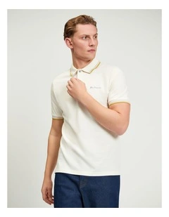 Signature Pique Polo in Oyster White