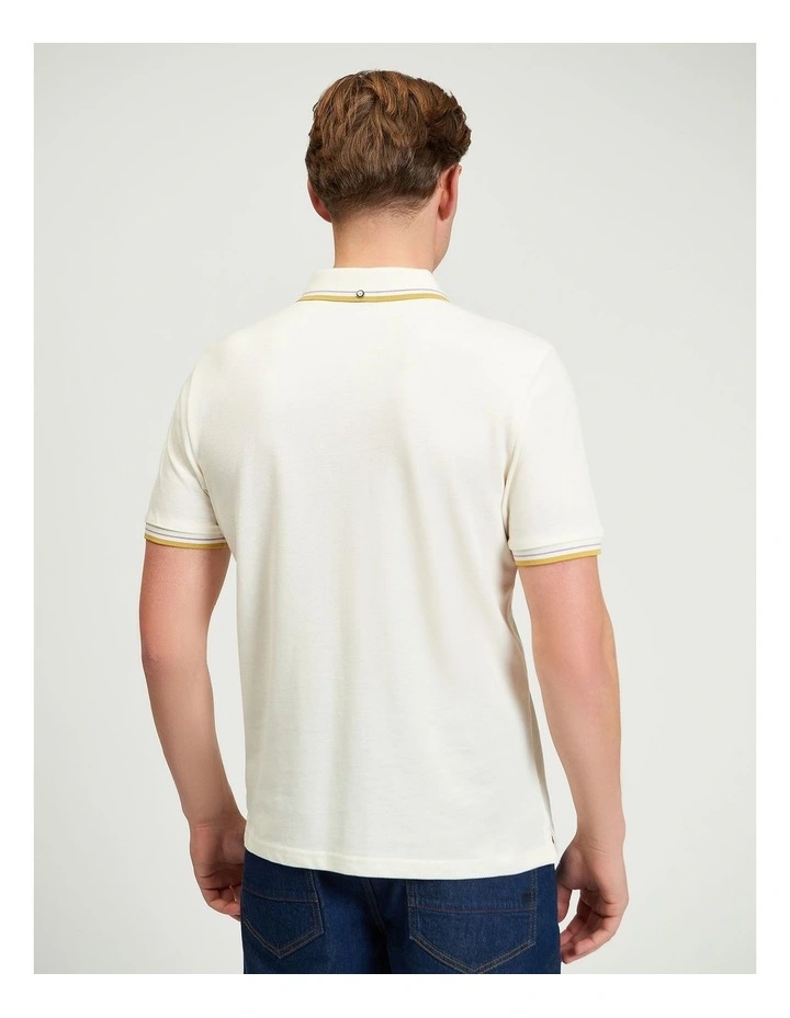 Signature Pique Polo in Oyster White image 2