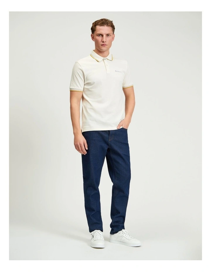 Signature Pique Polo in Oyster White image 3