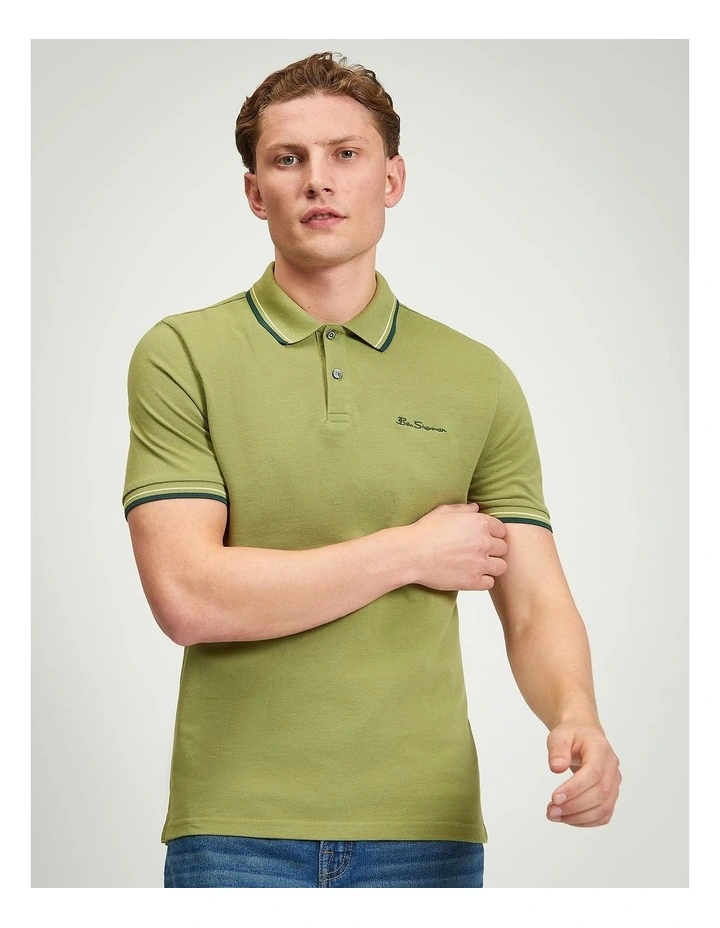 Signature Pique Polo in Olive image 1