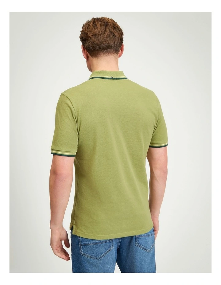 Signature Pique Polo in Olive image 2