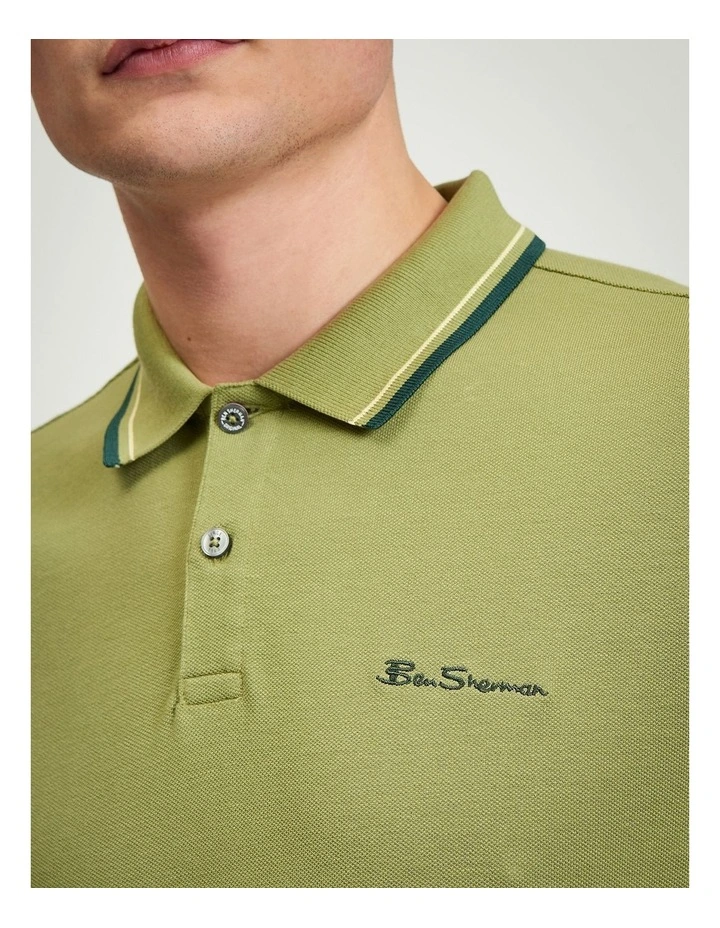 Signature Pique Polo in Olive image 4