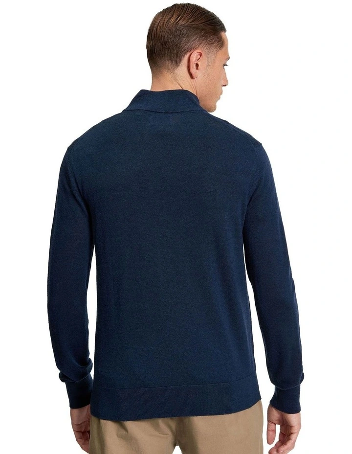 Merino Half Zip Knit in Dark Navy image 2