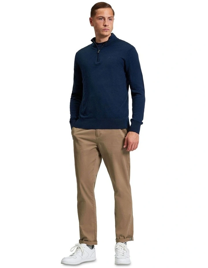 Merino Half Zip Knit in Dark Navy image 3