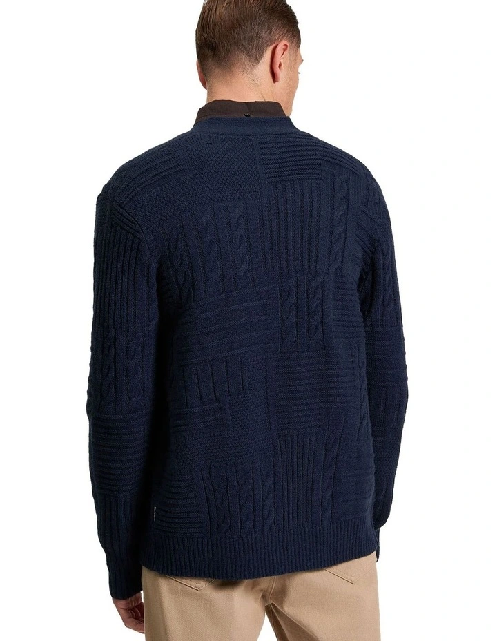 Texture Block Cardigan in Dark Navy image 2