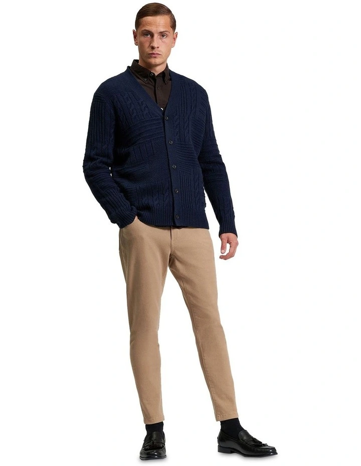 Texture Block Cardigan in Dark Navy image 3