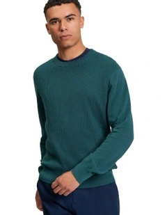 Textured Front Crew Neck Knit in Teal