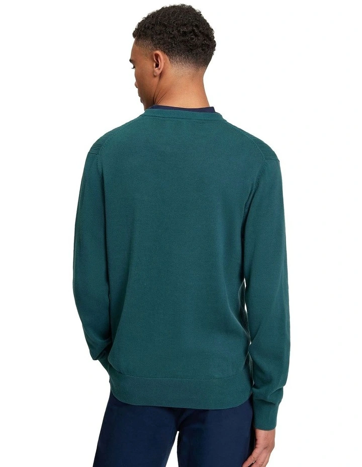 Textured Front Crew Neck Knit in Teal image 2