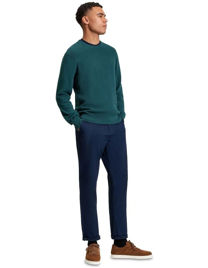 Textured Front Crew Neck Knit in Teal image 3