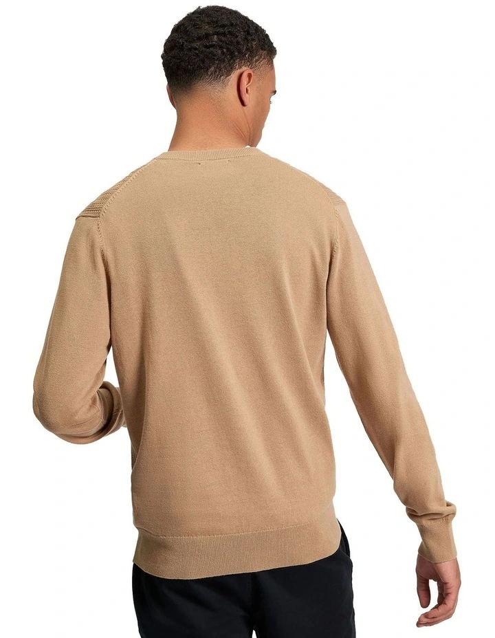 Textured Front Crew Neck Knit in Sand image 2