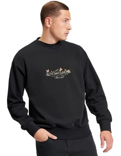 On The Road Crew Neck Sweartshirt in Black