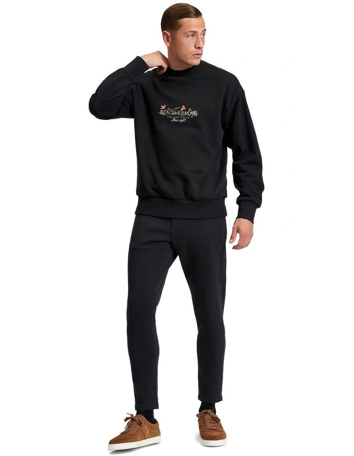 On The Road Crew Neck Sweartshirt in Black image 3