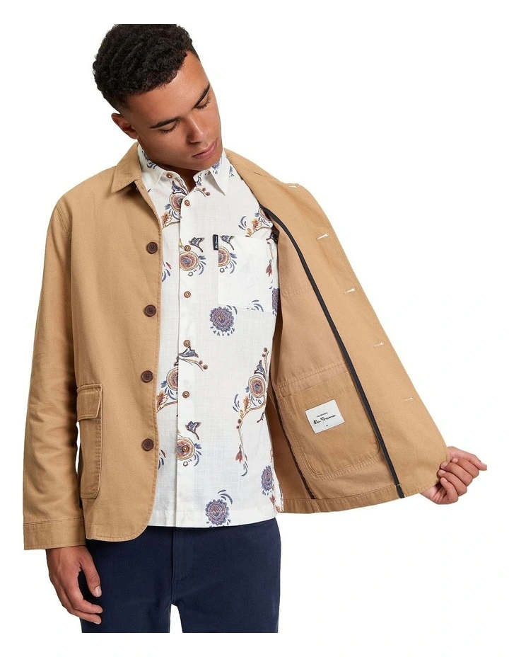Canvas Chore Jacket in Camel image 4