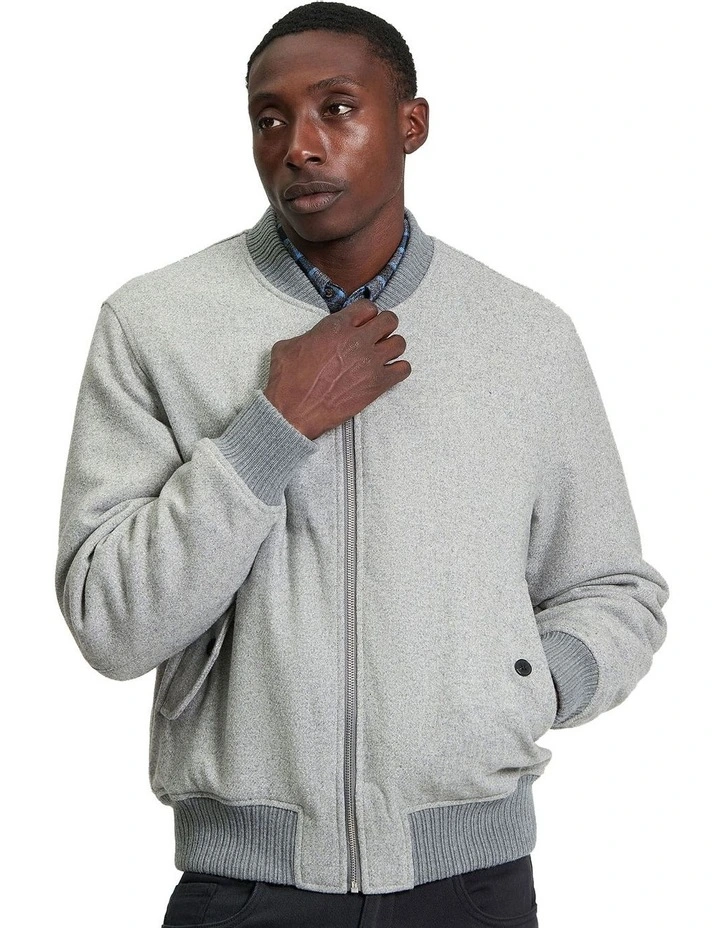 Wool Melange Bomber in Grey image 1