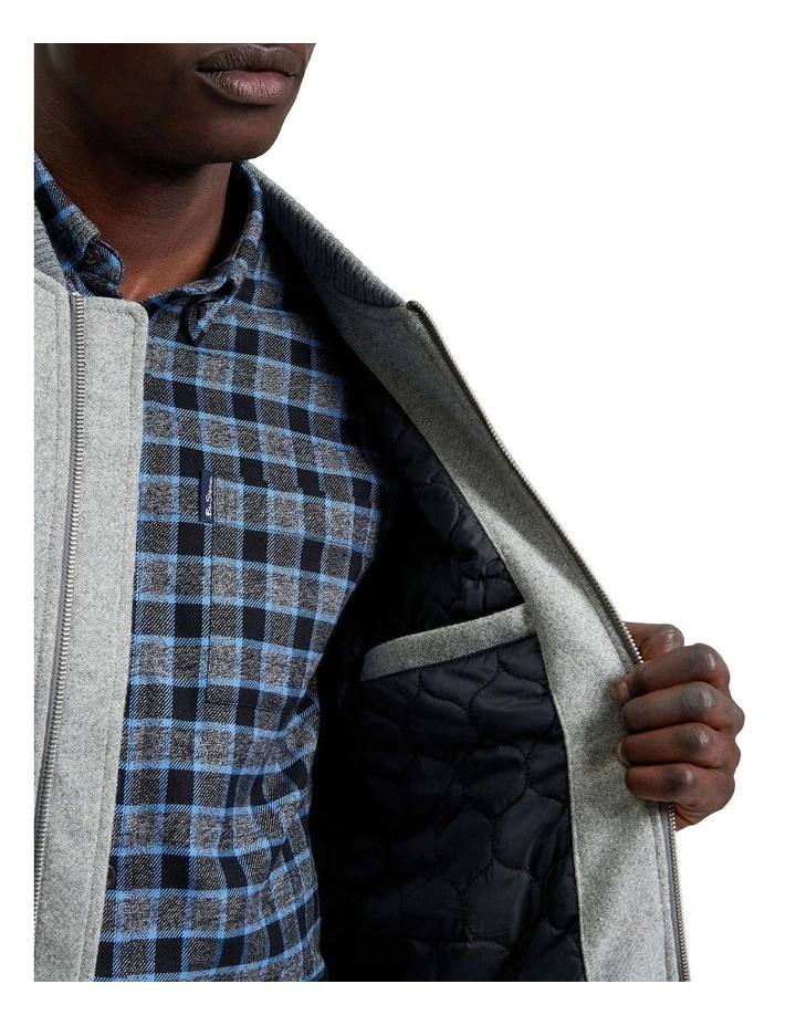 Wool Melange Bomber in Grey image 5