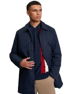 Waxed Car Coat in Dark Navy