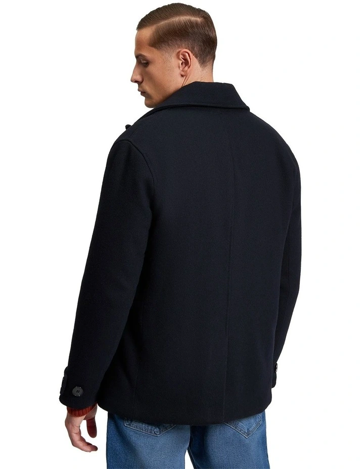 Peacoat Coat in Dark Navy image 3