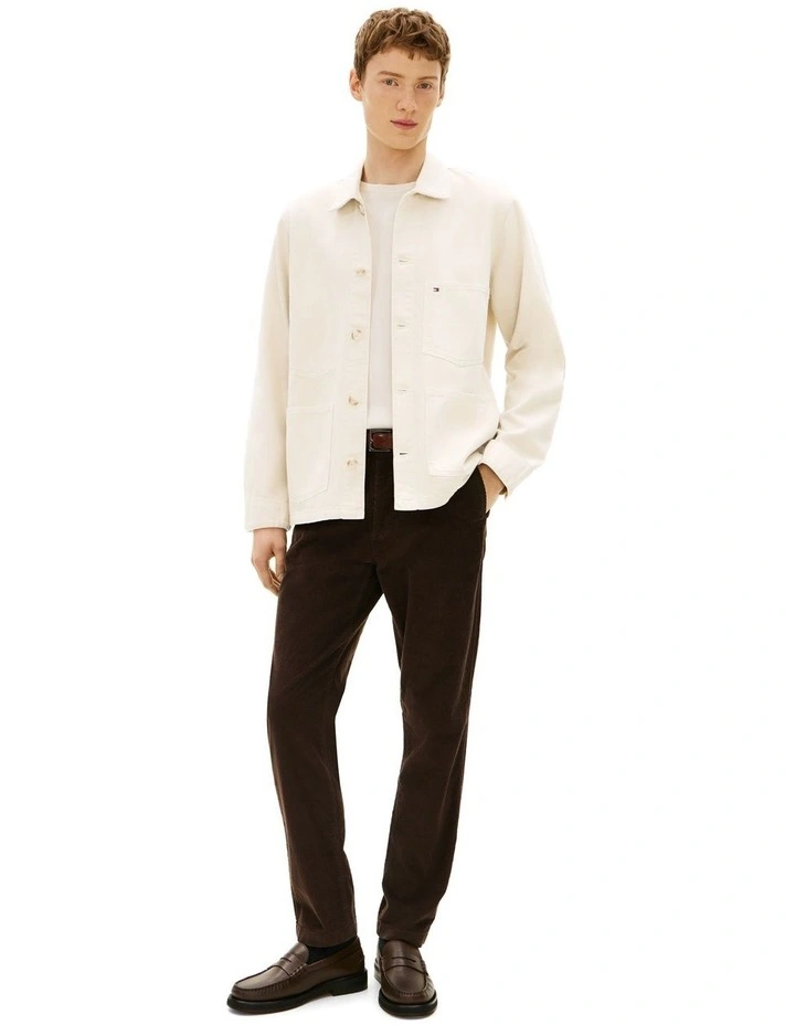 Washed Denim Chore Jacket in Cream image 3